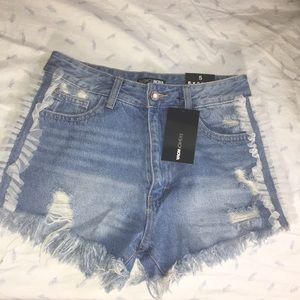 Ripped Jean FashionNova Ruffled shorts
